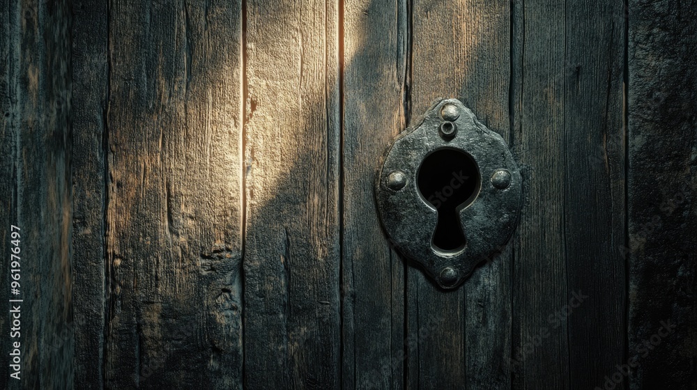 A thick wooden door, with faint light leaking through, hinting at what lies beyond. A thick wooden door, with faint light leaking through, hinting at what lies beyond.