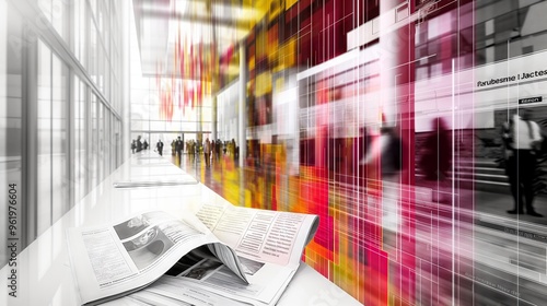 Traditional print media and modern digital marketing solutions for information communication concept illustration background