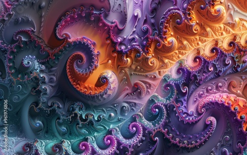 Mesmerizing Abstract Fractal Designs Creating a Symphony of Colors in a Digital Realm