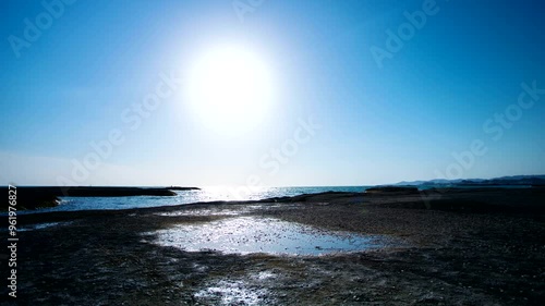天神崎に沈む夕日　日の入タイムラプス　日本のウニユ湖　神秘的な海　和歌山県田辺市