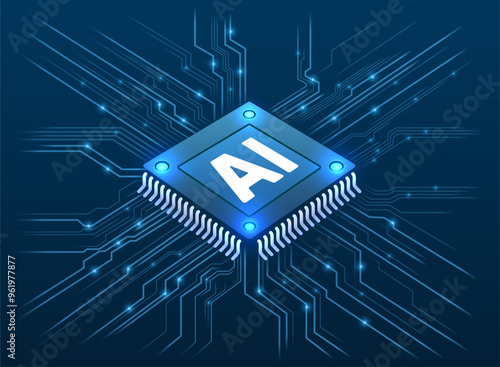 Ai chip, innovation tech, ai art technology. Vector illustration