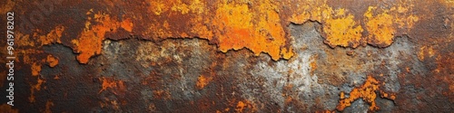 Weathered Rustic Charm: AI-Generated 4K Panoramic Wallpaper of Orange-Brown Rusty Metal and Stone Texture. Perfect for Cultural Marketing, Bestselling Themes, and Industrial-Chic Decor. Ideal Backdrop