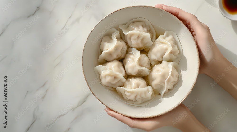 Minimalistic Presentation of Dumplings with White Space for Design Elements in AR 169 V 61 Minimalistic Presentation of Dumplings with White Space for Design Elements in AR 169 V 61