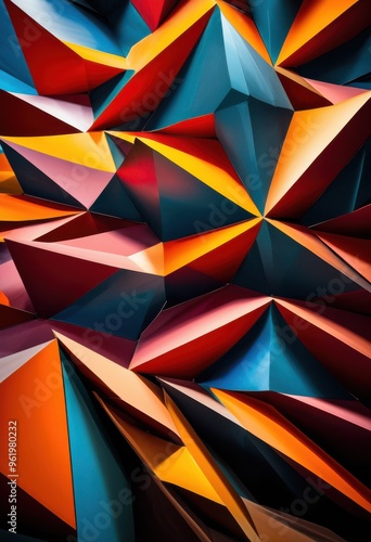 Wallpaper Mural vibrant contemporary artwork featuring geometric shapes eye catching colors, abstract, aesthetic, bold, brightness, chic, clarity, composition, contrast Torontodigital.ca
