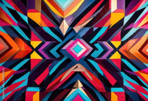 Wallpaper Mural vibrant geometric designs featuring striking colors bold patterns shapes, abstract, artistic, bright, colorful, composition, contrast, creative, depth Torontodigital.ca