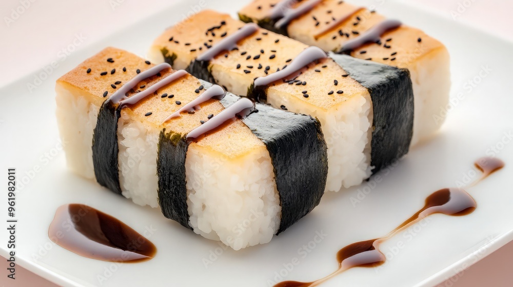 Sushi Rolls with Sesame Seeds and Soy Sauce Sushi Rolls with Sesame Seeds and Soy Sauce