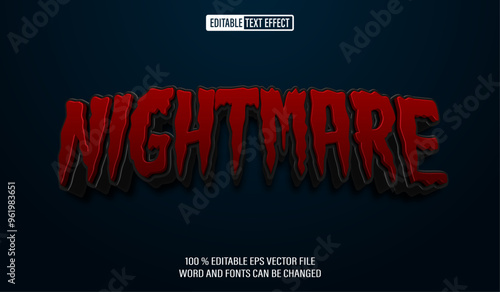 Editable 3d text style effect - Nightmare Halloween text effect Template