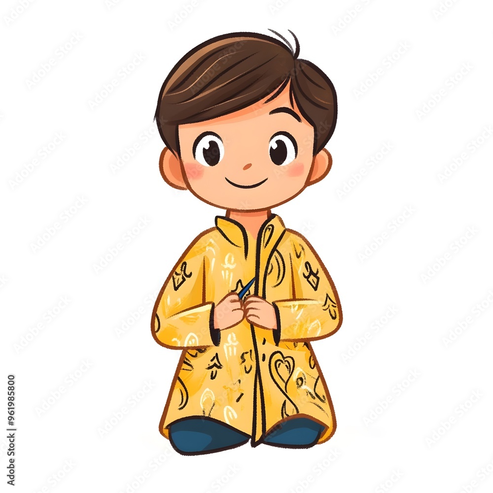 A beautiful cartoon full body child wearing Sherwani is a long coat with intricate decorations worn with matching pants, commonly used for weddings clipart, full body, watercolor clipart A beautiful cartoon full body child wearing Sherwani is a long coat with intricate decorations worn with matching pants, commonly used for weddings clipart, full body, watercolor clipart