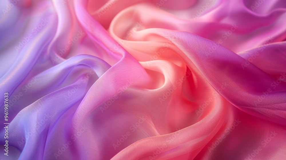 Obraz premium Soft Textured Fabric with Subtle Gradient Unfolding in a Peaceful Studio Setting, Capturing the Essence of Tranquility and Elegance