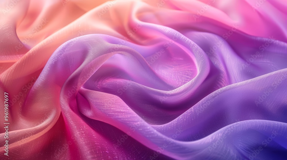 Elegant Silk Fabric with Gradient Pattern Draped in a Luxurious Setting at Dusk, Emphasizing Rich Textures and Subtle Tones Elegant Silk Fabric with Gradient Pattern Draped in a Luxurious Setting at Dusk, Emphasizing Rich Textures and Subtle Tones