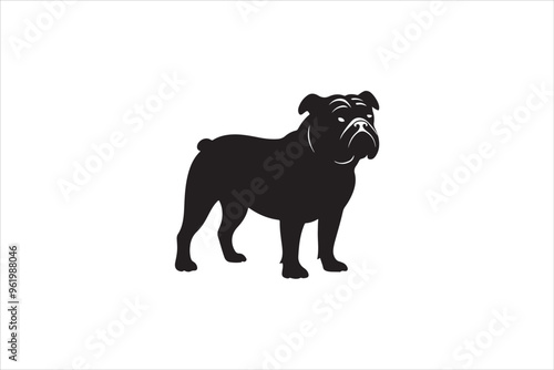 Bulldog silhouette vector isolated. Bulldog Vector set. Bulldog vesctor illustration.