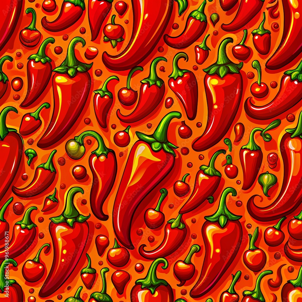 fiery, burning background with red hot pepper - pattern, seamless background. hot pepper fiery, burning background with red hot pepper - pattern, seamless background. hot pepper