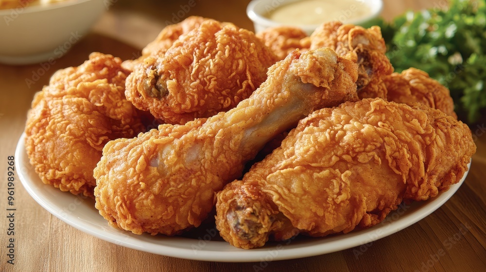 Crispy Fried Chicken Platter Arrangement for Visual Delight Crispy Fried Chicken Platter Arrangement for Visual Delight
