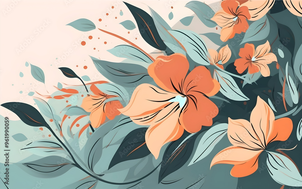 Fototapeta premium Illustration of Flowers and Leaves