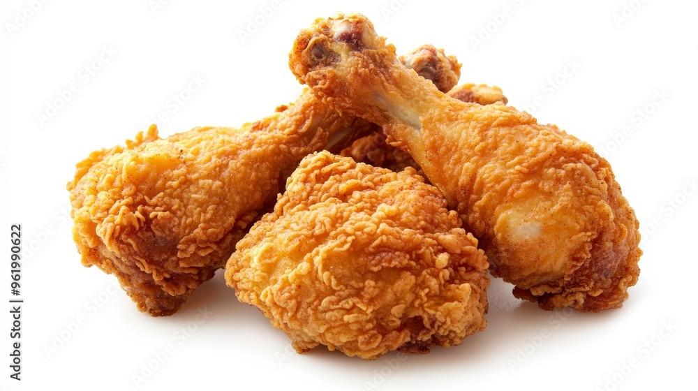 Crispy Fried Chicken on Clean White Background for Professional Food Photography Crispy Fried Chicken on Clean White Background for Professional Food Photography