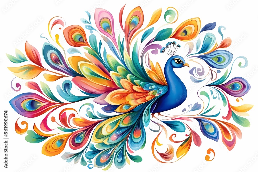Colorful abstract peacock illustration with vibrant feathers and intricate details, ideal for creative design projects and artistic inspirations. Colorful abstract peacock illustration with vibrant feathers and intricate details, ideal for creative design projects and artistic inspirations.