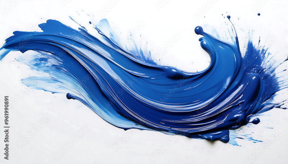 Sweeping indigo blue brush stroke with splashes on a white background. _1(852) Sweeping indigo blue brush stroke with splashes on a white background. _1(852)