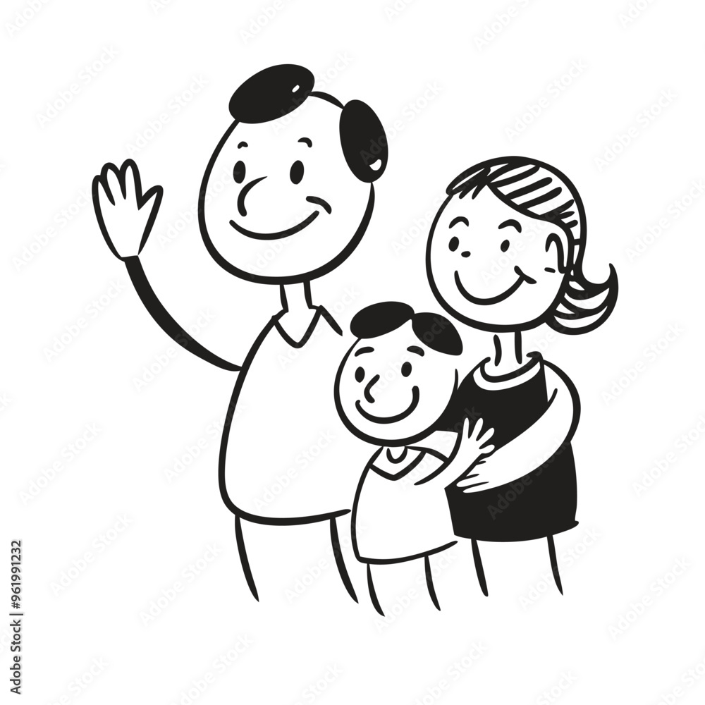 Character happy family greeting say Hi Hello Character happy family greeting say Hi Hello