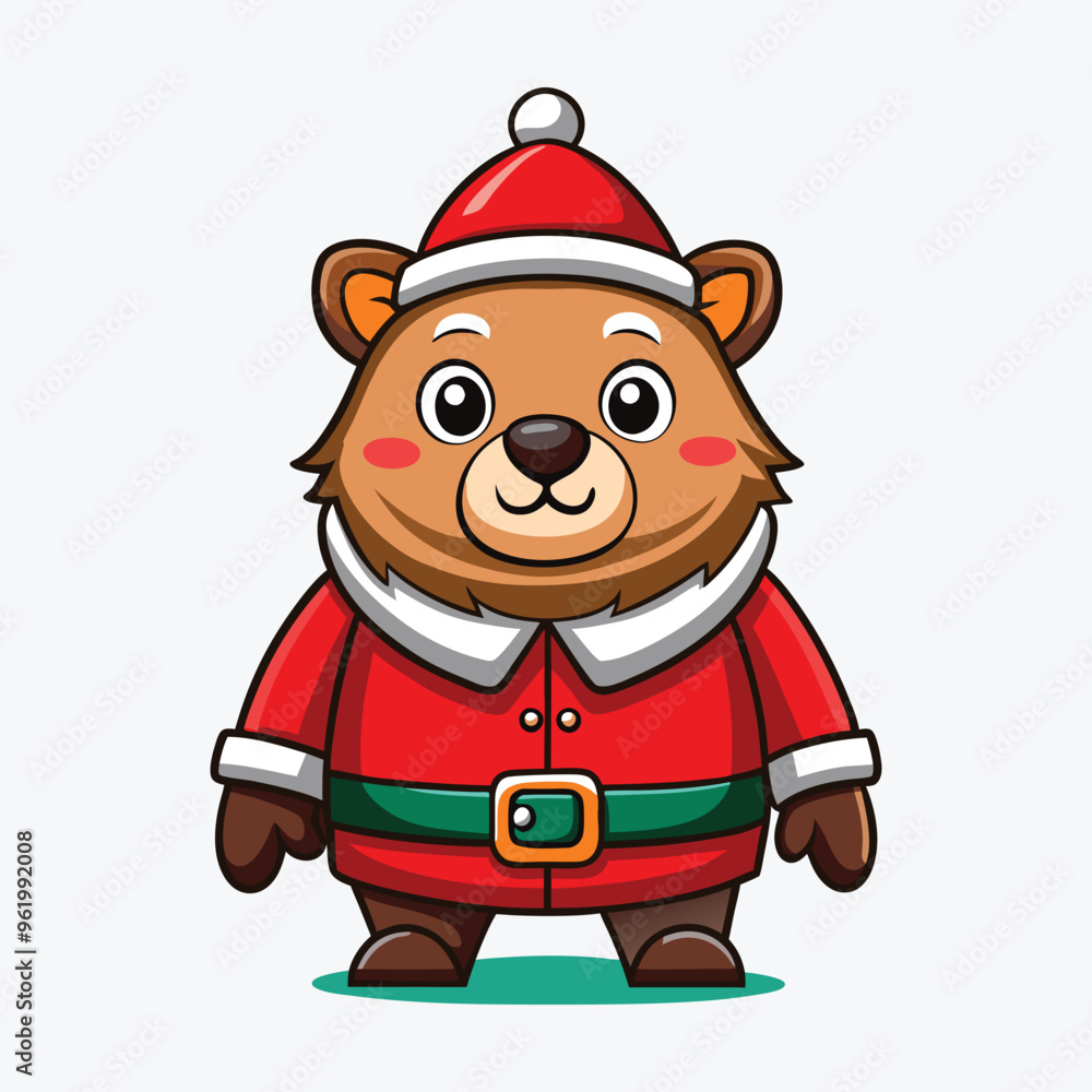 bear santa vector illustration