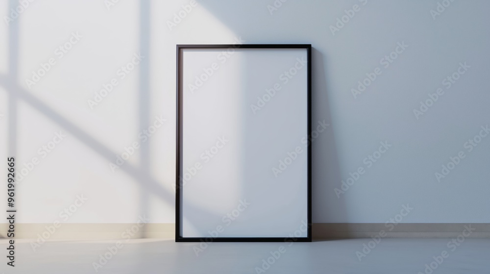 Thin-Framed Poster Centered on White Wall with Minimalist Design Thin-Framed Poster Centered on White Wall with Minimalist Design