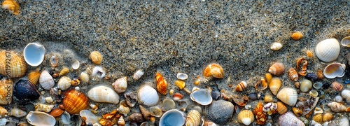 18. Sandy beach with scattered shells and varied textures