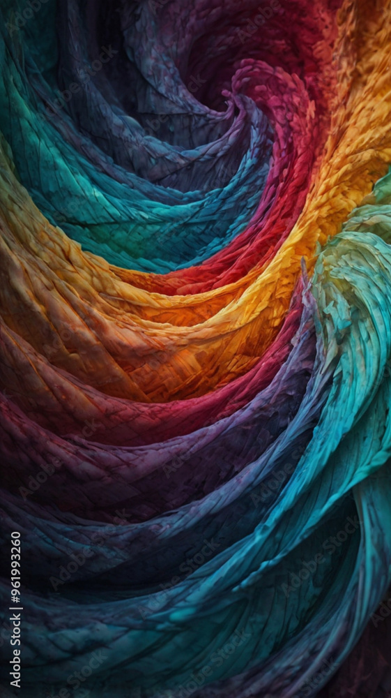 Obraz premium a colorful textured fabric background swirl with color spectrum, a colorful luxury wavy satin fabric