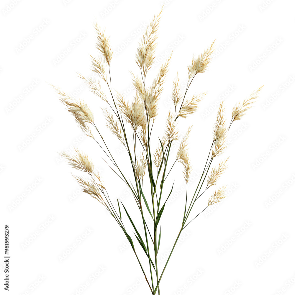 A bundle of dried wheat stalks, arranged artistically and isolated on a white background, symbolizing harvest and rustic decor. A bundle of dried wheat stalks, arranged artistically and isolated on a white background, symbolizing harvest and rustic decor.