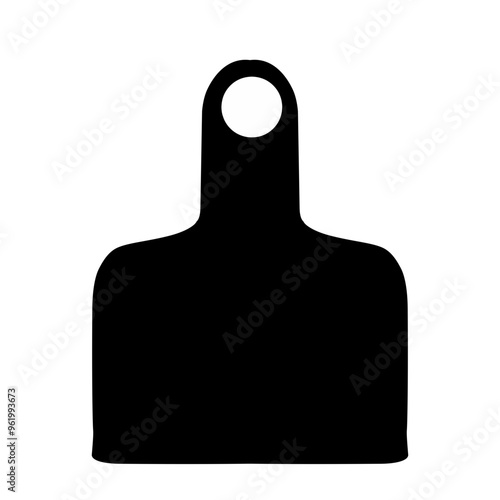 Cow Tag icon Ear tag sign beefs symbol or logo flat sign, Black identification label element for domestic farm animals livestock. isolated on transparent background, earmark mockups for livestock.