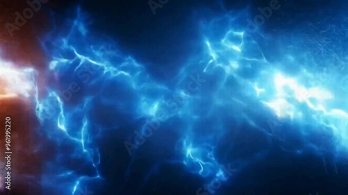 abstract lightning and electric field background with blue glowing energy waves