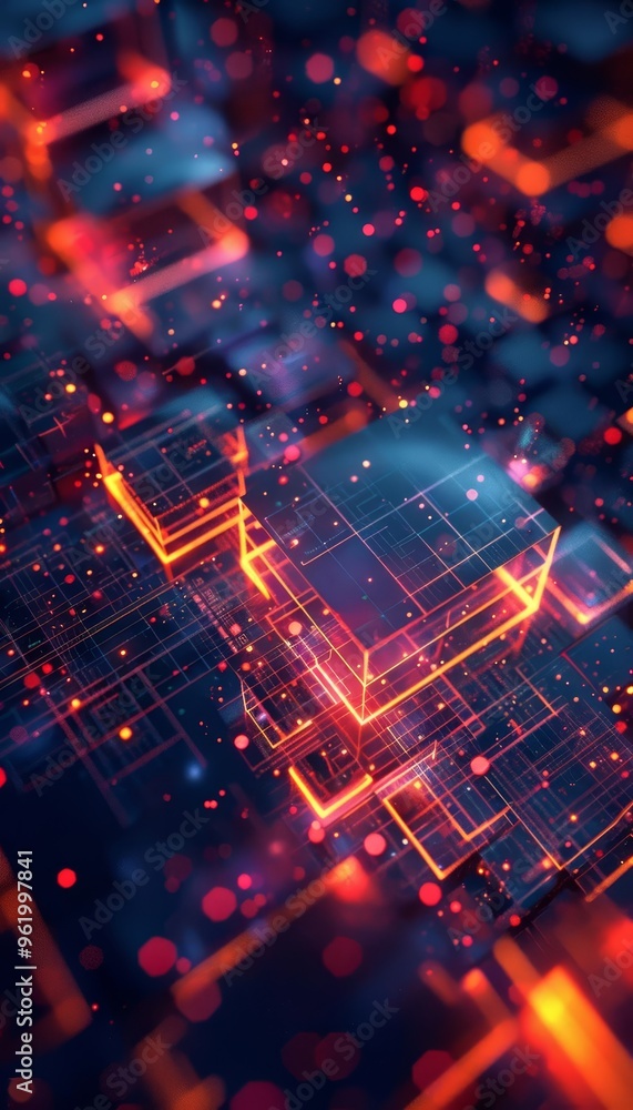 Futuristic Floating Technology Concept Featuring Abstract Shapes and Lines in a Digital Environment Futuristic Floating Technology Concept Featuring Abstract Shapes and Lines in a Digital Environment