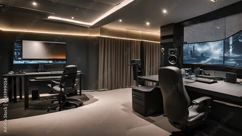 video game editor room, modern minimalist look video game editor room, modern minimalist look