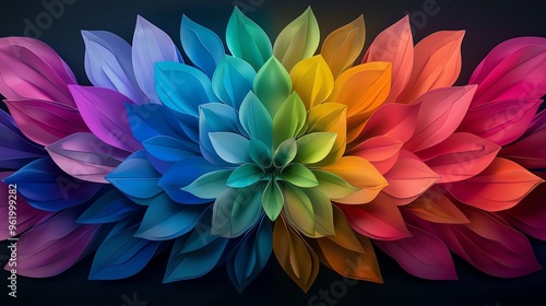 Wallpaper Mural Vibrant and colorful floral pattern showcasing an array of petals in a harmonious blend of colors on a dark background. Torontodigital.ca