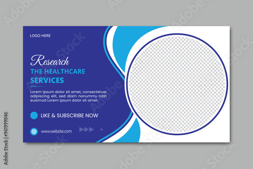 Medical healthcare youtube thumbnail and web banner template.Editable video thumbnail template