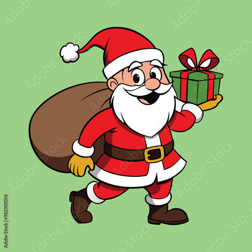 santa claus with gifts illustration