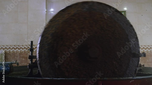 Wallpaper Mural Olive mill machine at work Crushing olives to make oil traditional method. Torontodigital.ca