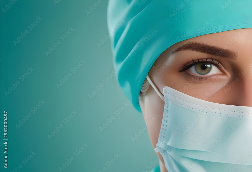 Closeup Portrait of Surgeon Wearing Medical Mask Closeup Portrait of Surgeon Wearing Medical Mask