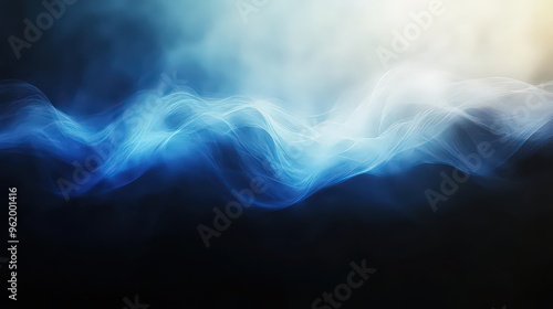 Wallpaper Mural  Ethereal blue waves of light floating on dark background, evoking feelings of mystery, calm, and abstract fluidity. Perfect for digital designs. Torontodigital.ca