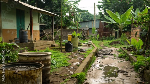 Rural Village Path After Rain