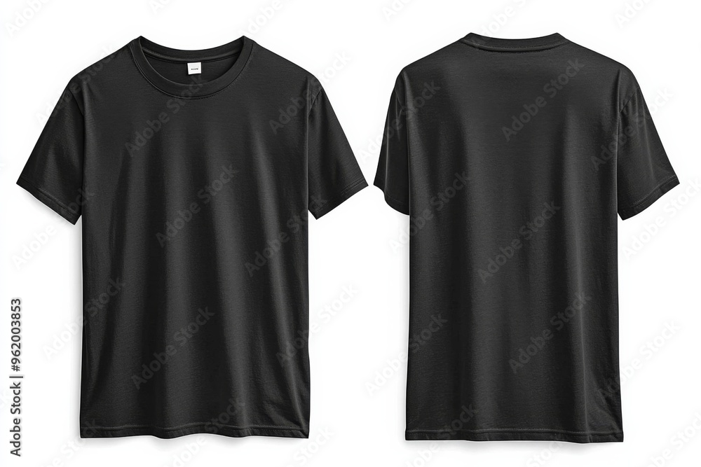Black Tshirt Mockup Front and Back Isolated created with Generative AI Black Tshirt Mockup Front and Back Isolated created with Generative AI