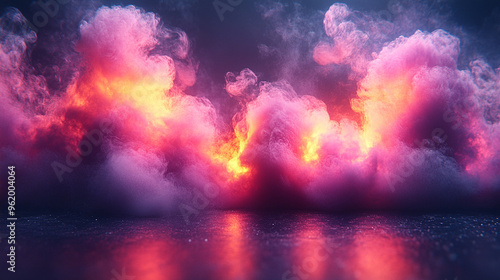 purple smoke erupts from a dark, mysterious void, symbolizing power, transformation, and the unknown. The image evokes energy, mysticism, and creative potential emerging from emptiness photo