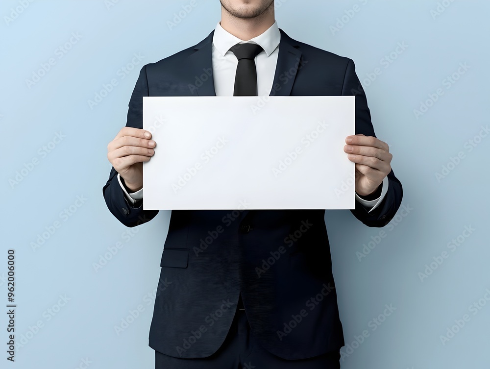 Salesperson as a Prominent Business Card on Light Blue Background Salesperson as a Prominent Business Card on Light Blue Background