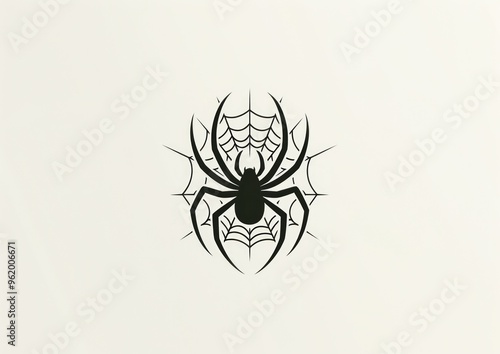Black isolated spider logo. Scary and dangerous spider with big paws.