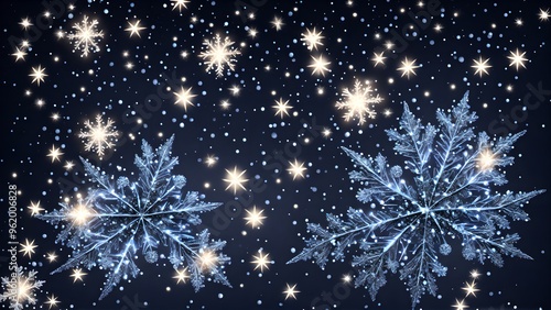 blinking glimmers resembling snowflakes falling softly on a dark background 3d wallpaper