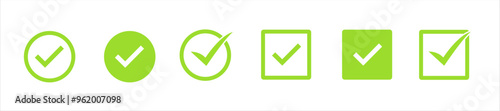 Check mark, tick and cross brush signs, green checkmark OK and red X icons, symbols YES and NO button for vote, decision, election choice, web