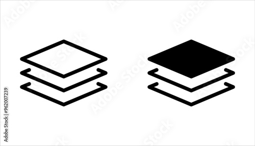 3 layers icon set. For web design isolated on a white background, editable stroke vector illustration eps10.