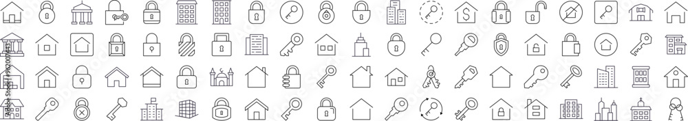 House and Real Estate Line Icon Set. Editable Stroke. Minimalistic Linear Pictogram for Design of Cards, Apps, Banners, Posts House and Real Estate Line Icon Set. Editable Stroke. Minimalistic Linear Pictogram for Design of Cards, Apps, Banners, Posts
