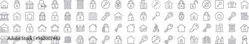 House and Real Estate Line Icon Set. Editable Stroke. Minimalistic Linear Pictogram for Design of Cards, Apps, Banners, Posts