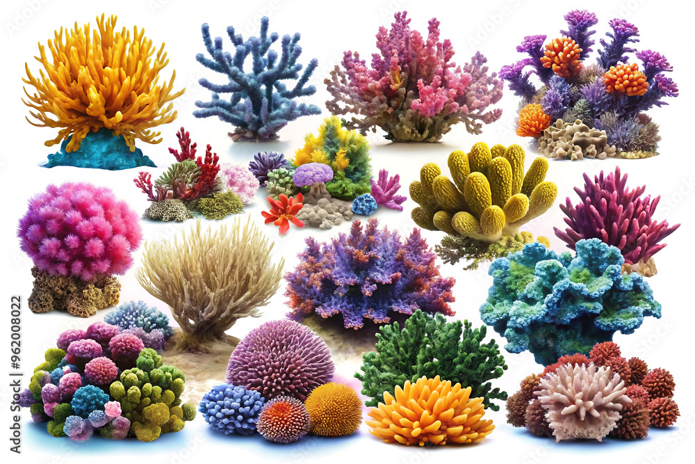 coral set on white background coral set on white background