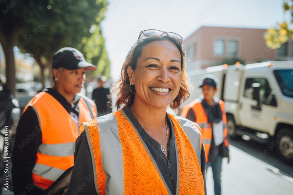 Portrait of a middle aged black female sanitation worker Portrait of a middle aged black female sanitation worker