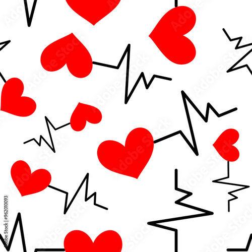 Seamless background with heartbeat symbol illustration